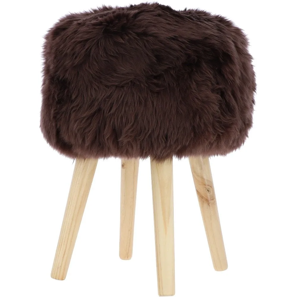 New Zealand Sheepskin Stool Chocolate:  NZ Stool