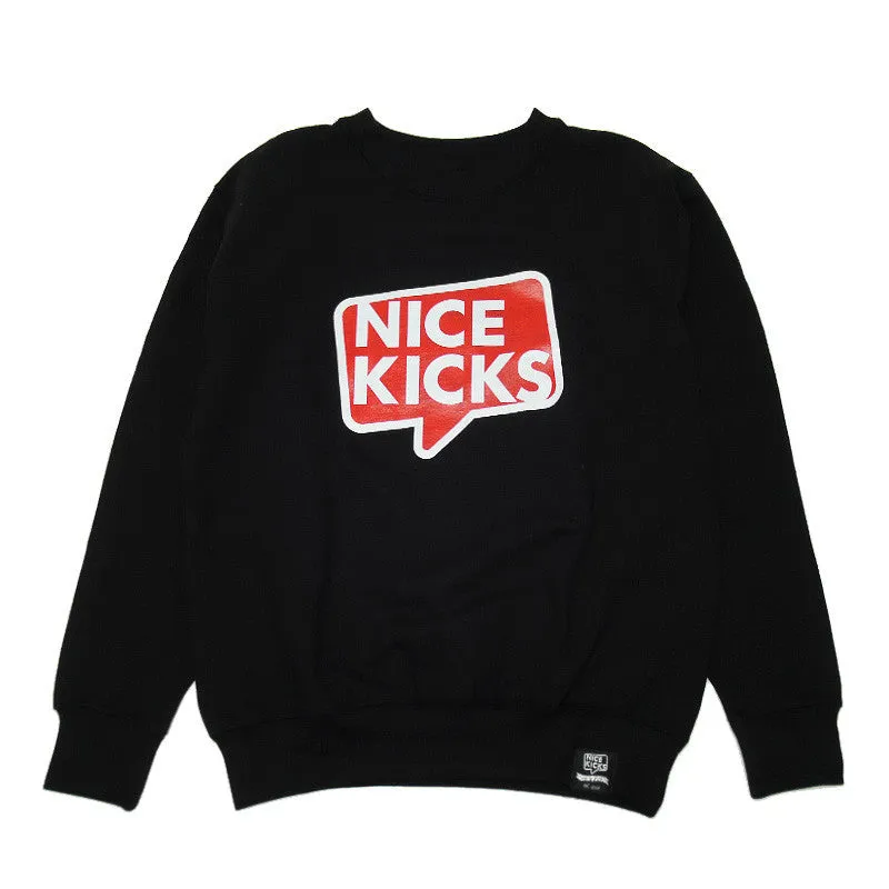 Nice Kicks Blk/Red Logo Crewneck