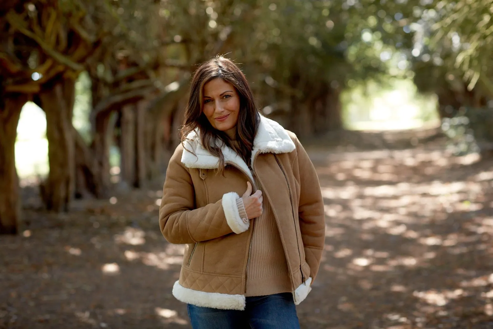 Nina Ladies Luxury Tan Sheepskin jacket