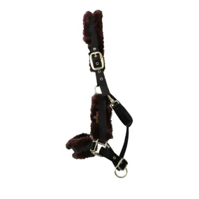 NYLON SYNTETIC SHEEPSKIN HEADCOLLAR KENTUCKY Black brown sheepskin