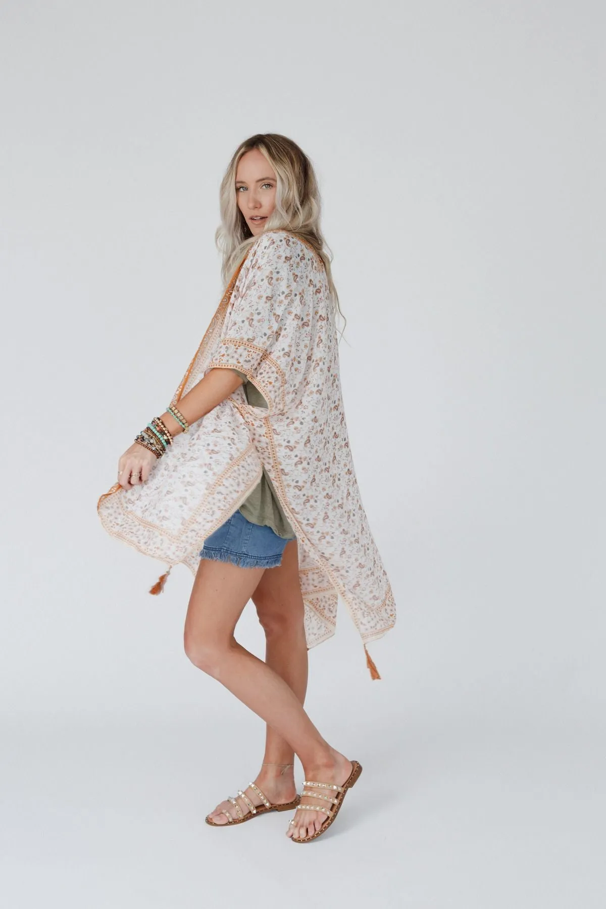 Oh Hey Floral Kimono - Camel