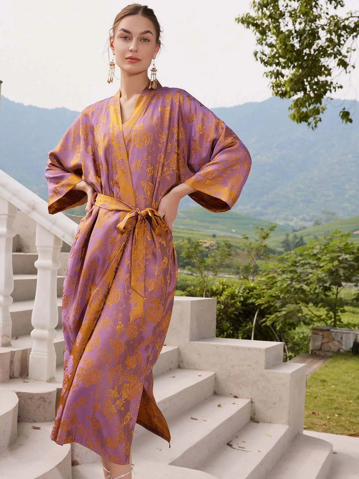 Oriental Jacquard Kimono Robe