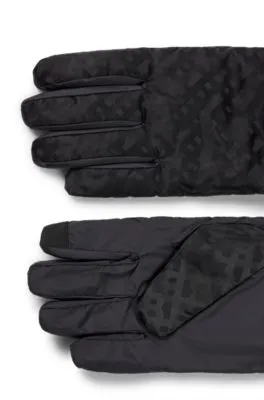 Padded gloves with tonal monogram details and flannel lining