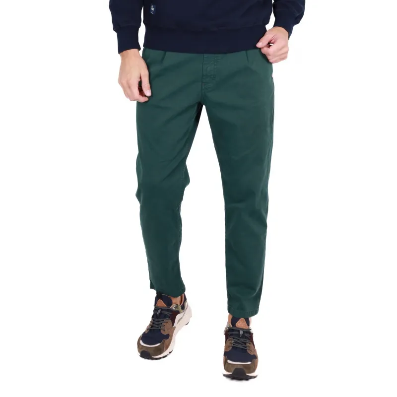 PANTALONE UOMO CHINOS CON PINCES, VERDE