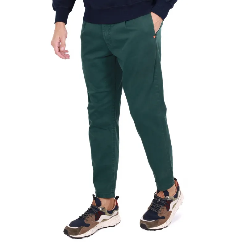 PANTALONE UOMO CHINOS CON PINCES, VERDE