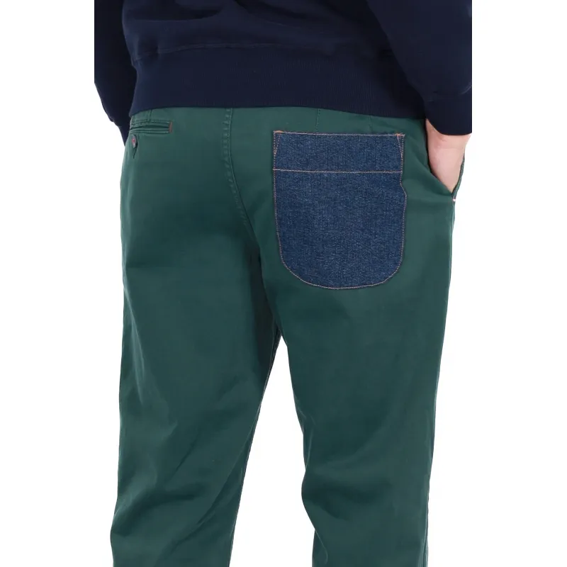 PANTALONE UOMO CHINOS CON PINCES, VERDE