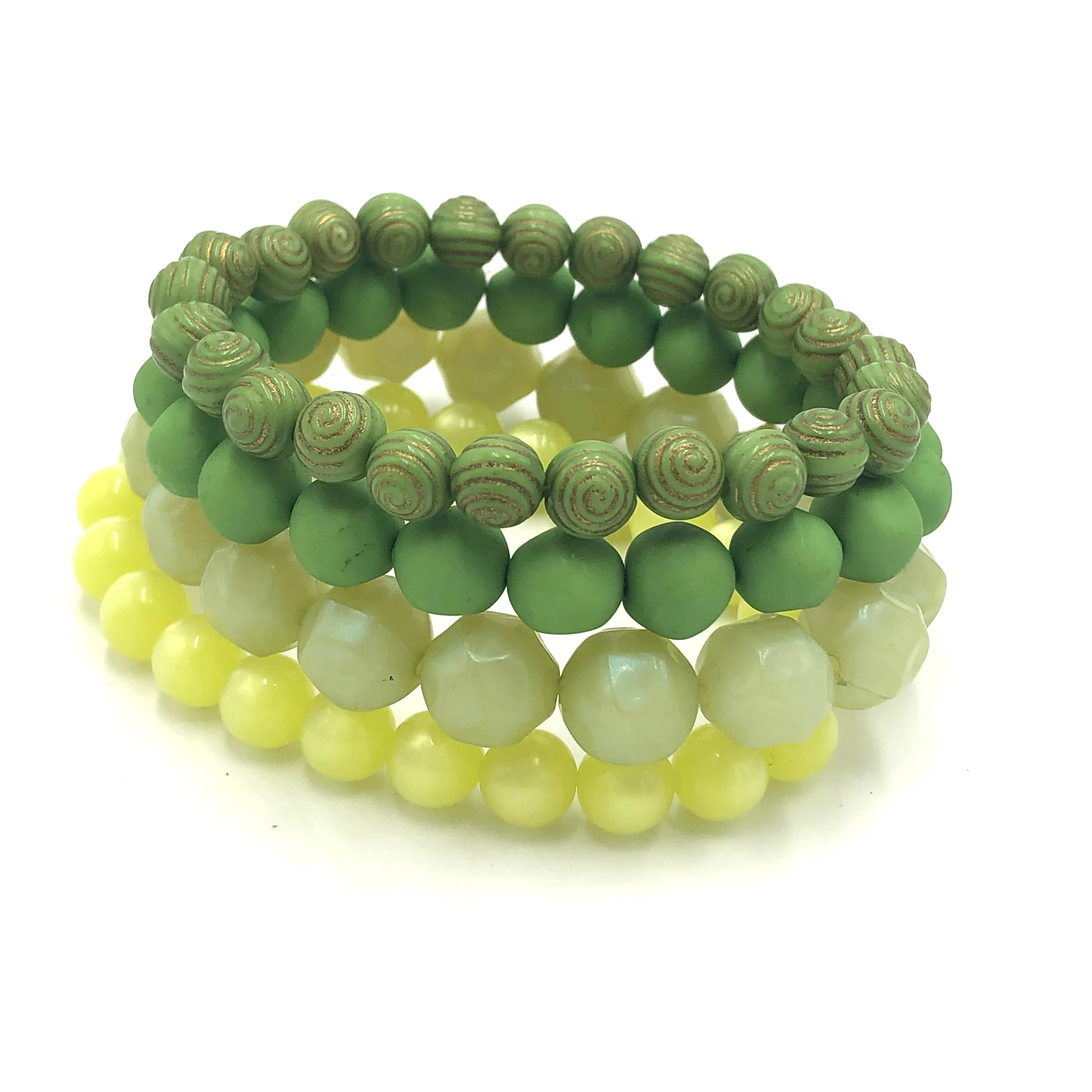 Pear Green Ombre' Stack and Stretch Bracelets Set