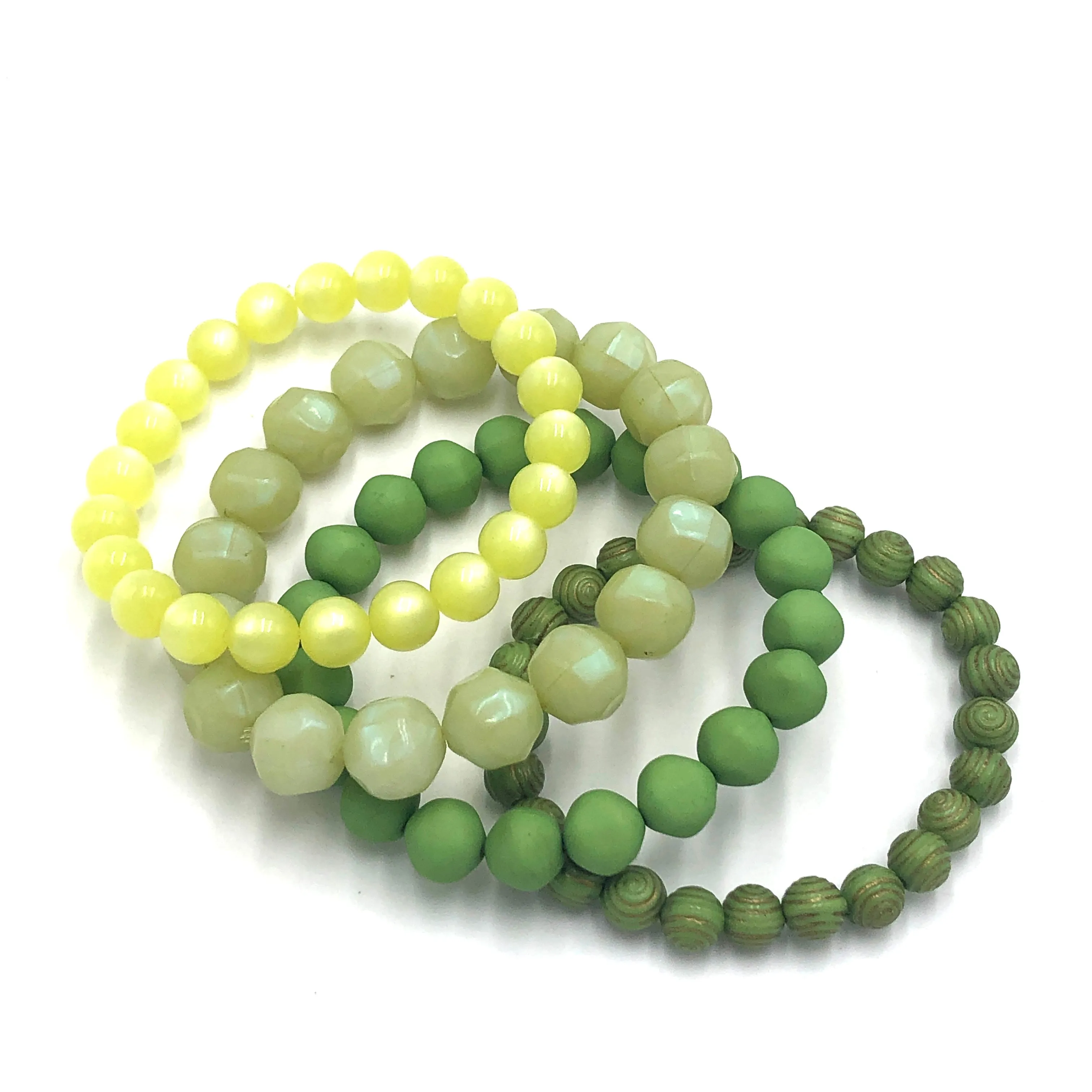 Pear Green Ombre' Stack and Stretch Bracelets Set