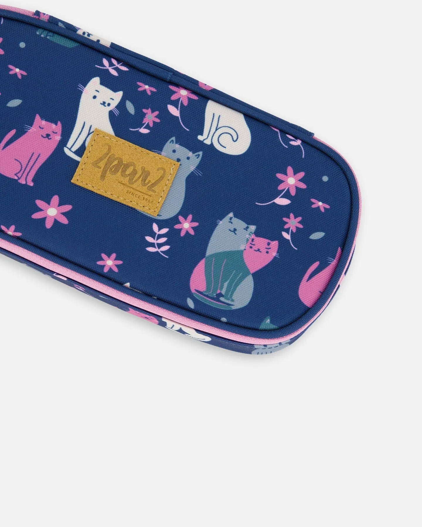 Pencil Case Navy Blue Printed Kitten