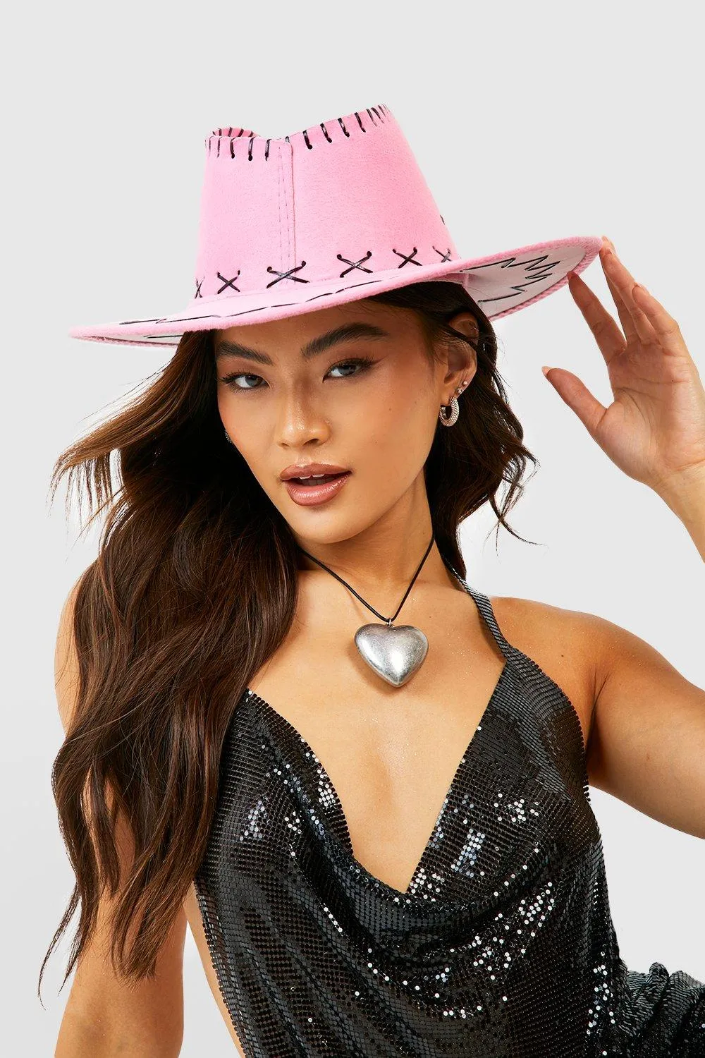 Pink Western Trim Cowboy Hat