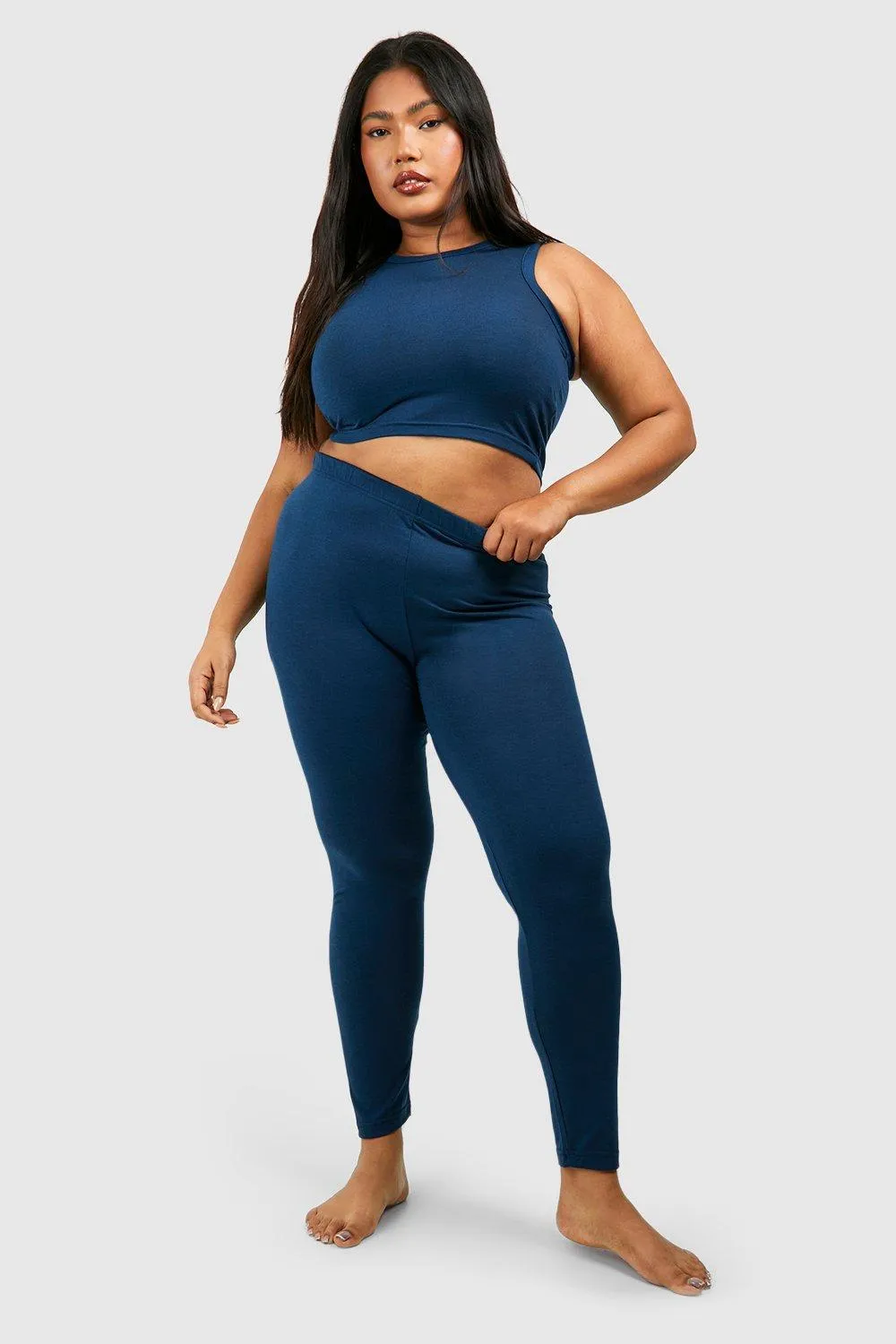 Plus Elastane Racer Top & Legging Lounge Set