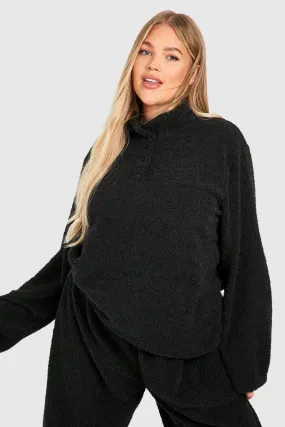 Plus Fluffy Borg Collared Lounge Sweatshirt