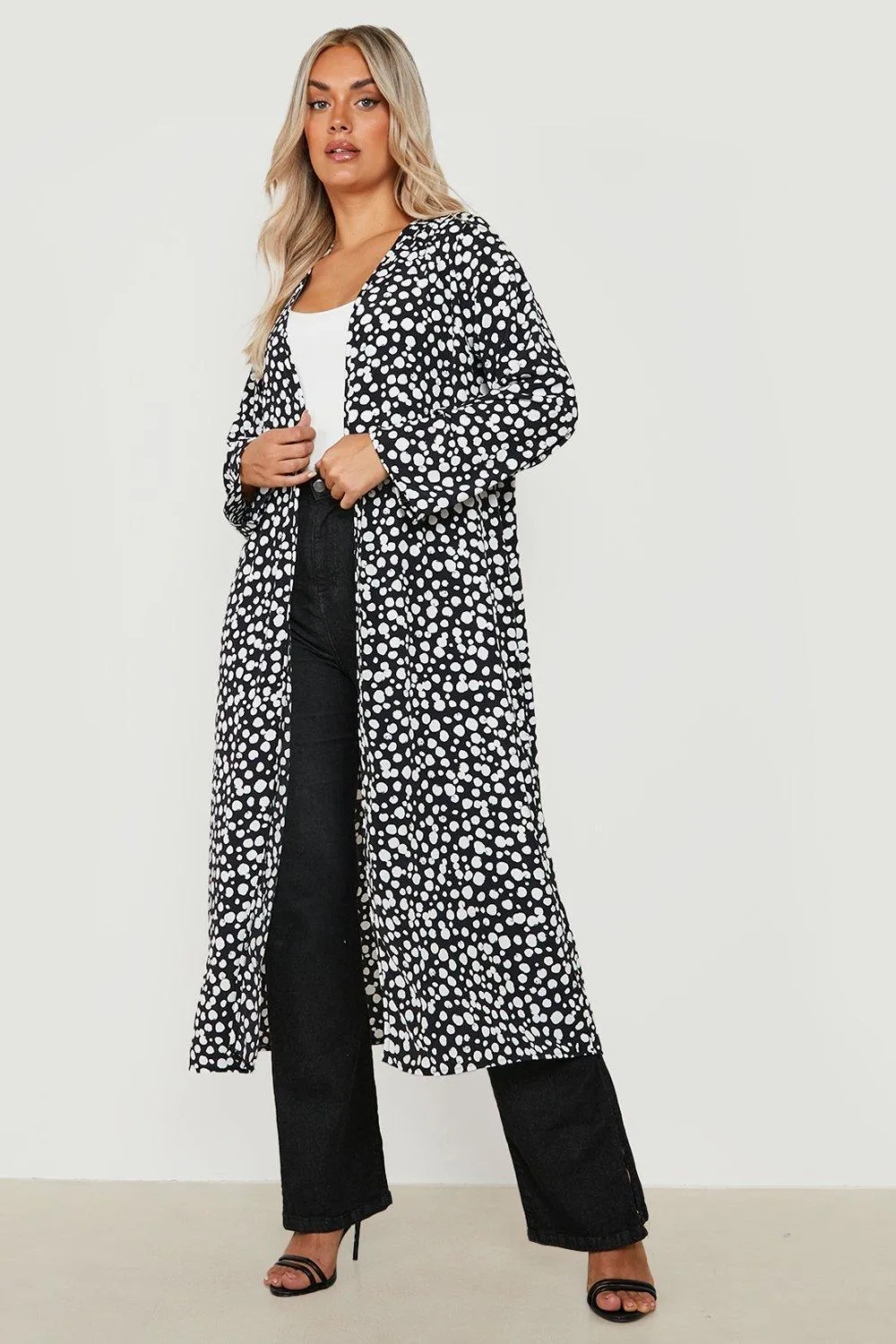 Plus Smudge Polka Maxi Kimono