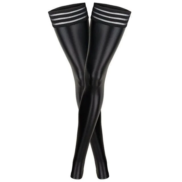 Pole Dance Sexy Stockings Lingerie Hot Night Club PVC Leather