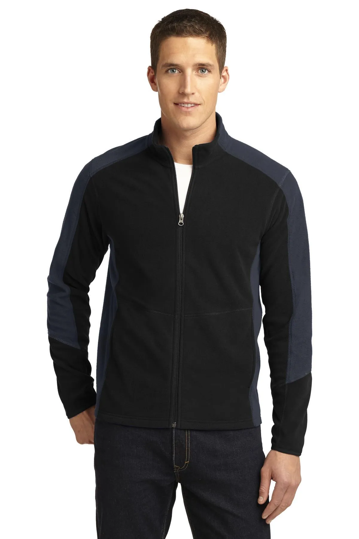 Port Authority Colorblock Microfleece Jacket F230 Black/ Battleship Grey