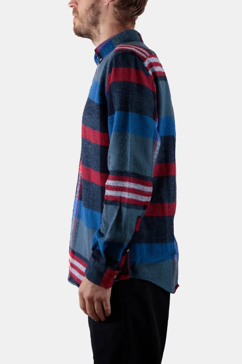 Portuguese Flannel Misaligned Check Shirt (Red / Blue)