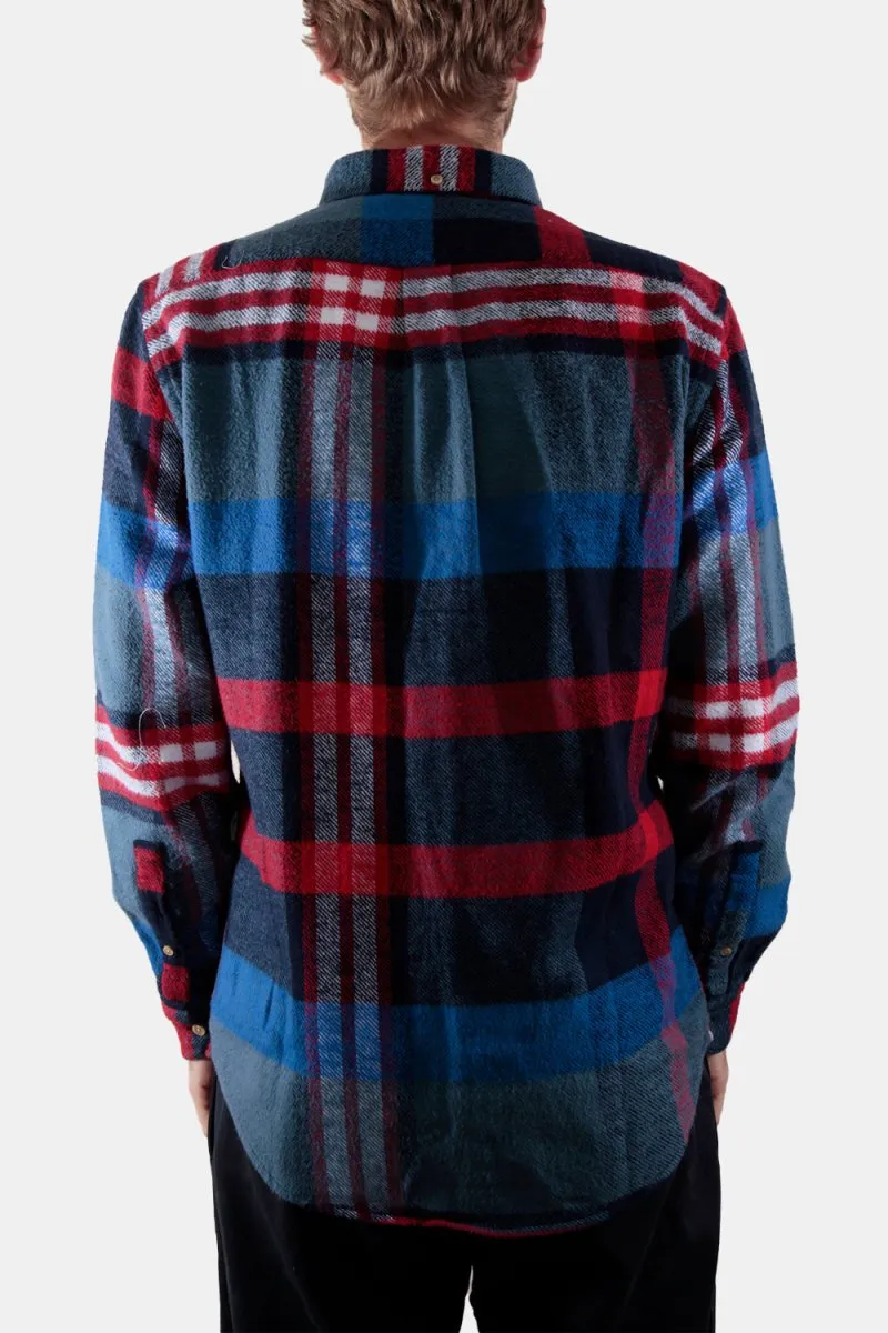 Portuguese Flannel Misaligned Check Shirt (Red / Blue)