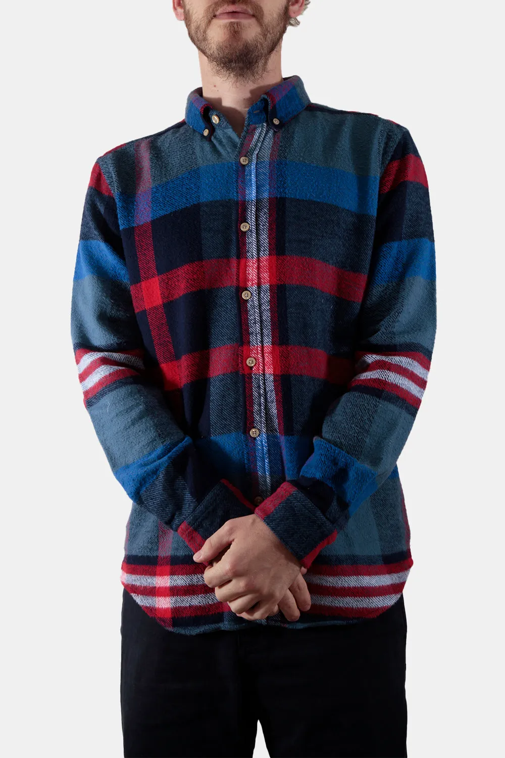 Portuguese Flannel Misaligned Check Shirt (Red / Blue)