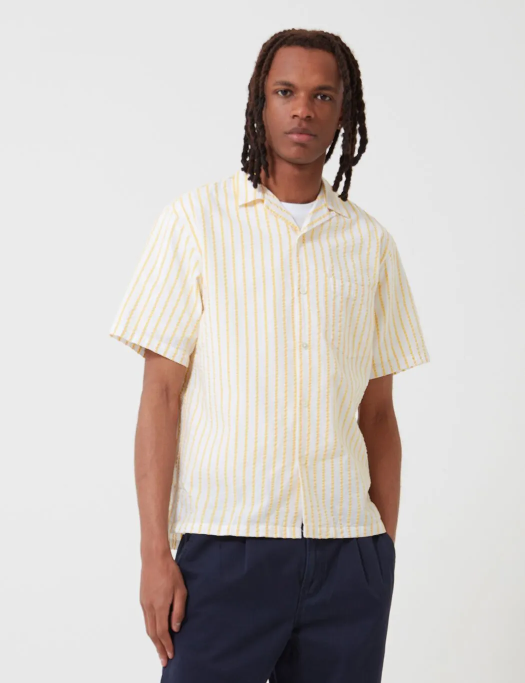 Portuguese Flannel Rayures Shirt (Stripe) - White/Yellow