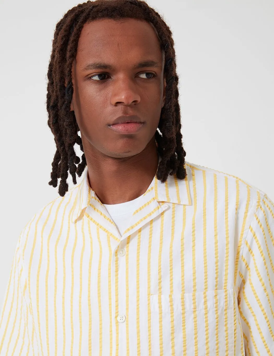 Portuguese Flannel Rayures Shirt (Stripe) - White/Yellow