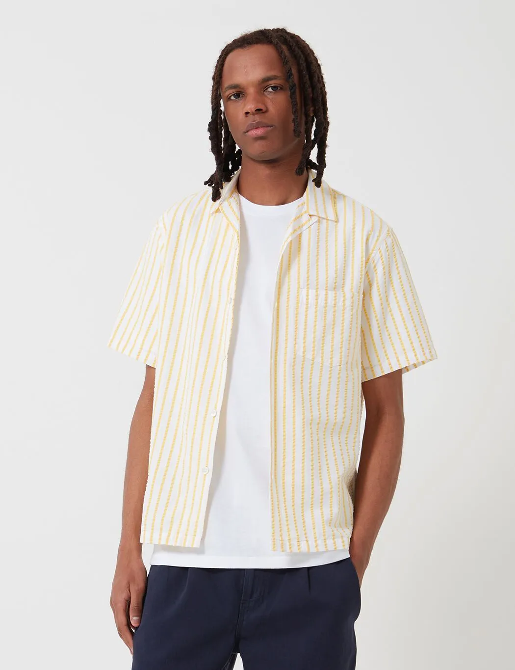 Portuguese Flannel Rayures Shirt (Stripe) - White/Yellow