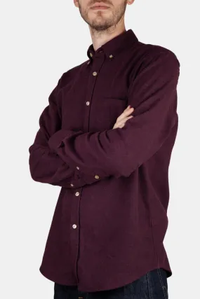 Portuguese Flannel Teca Shirt (Bordeaux Dark Red)