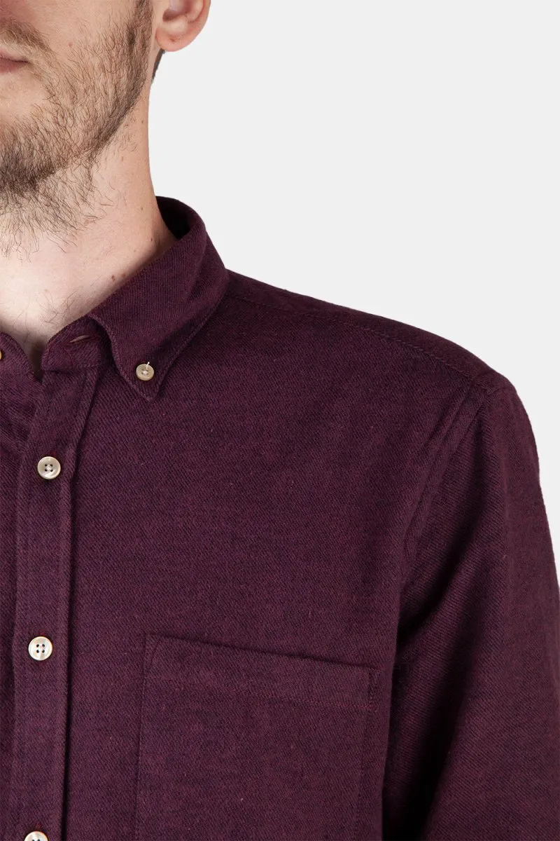 Portuguese Flannel Teca Shirt (Bordeaux Dark Red)