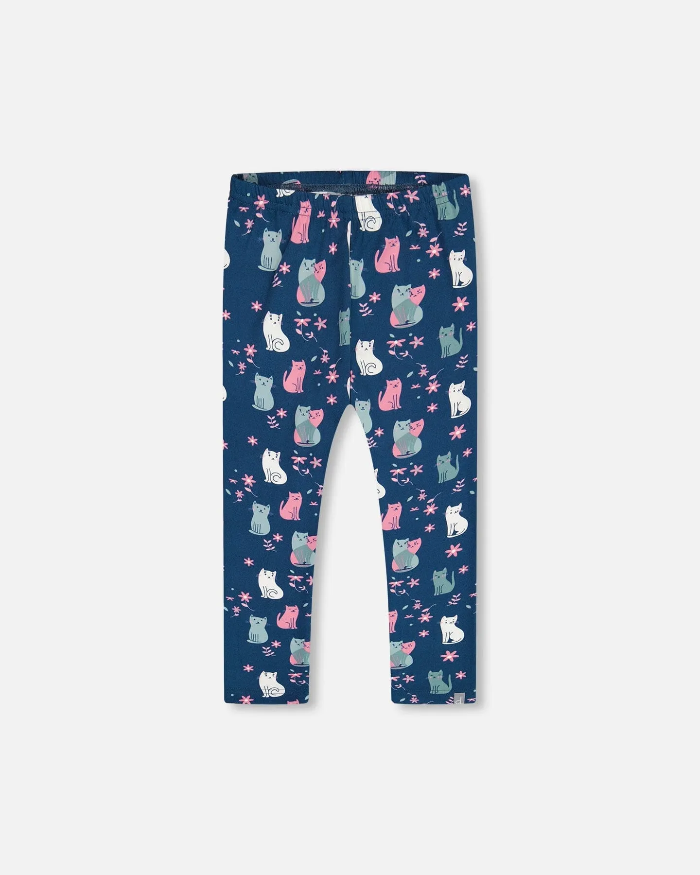 Printed Leggings Navy Blue With Kitten