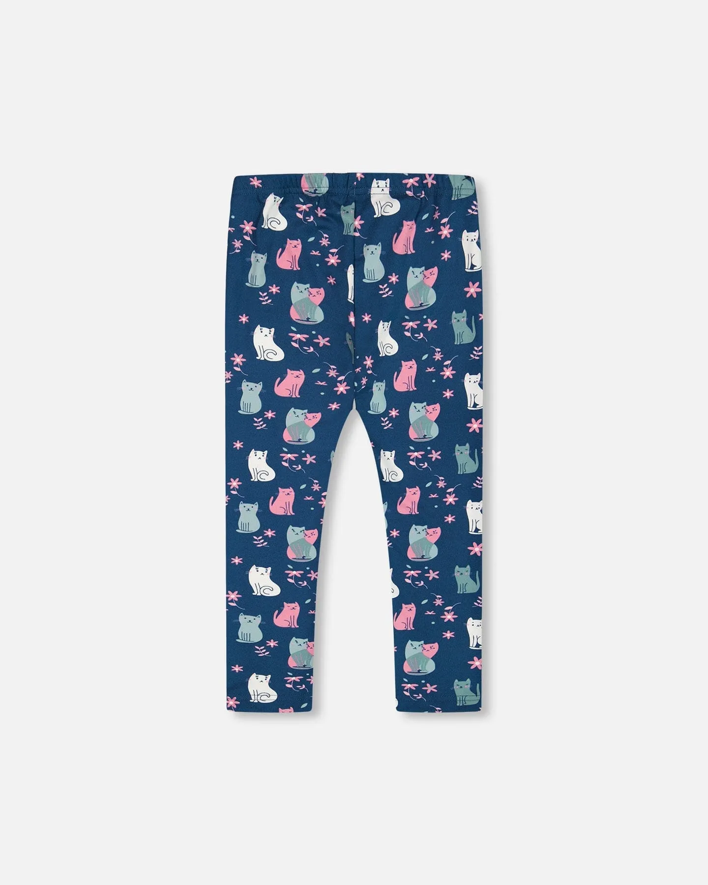 Printed Leggings Navy Blue With Kitten