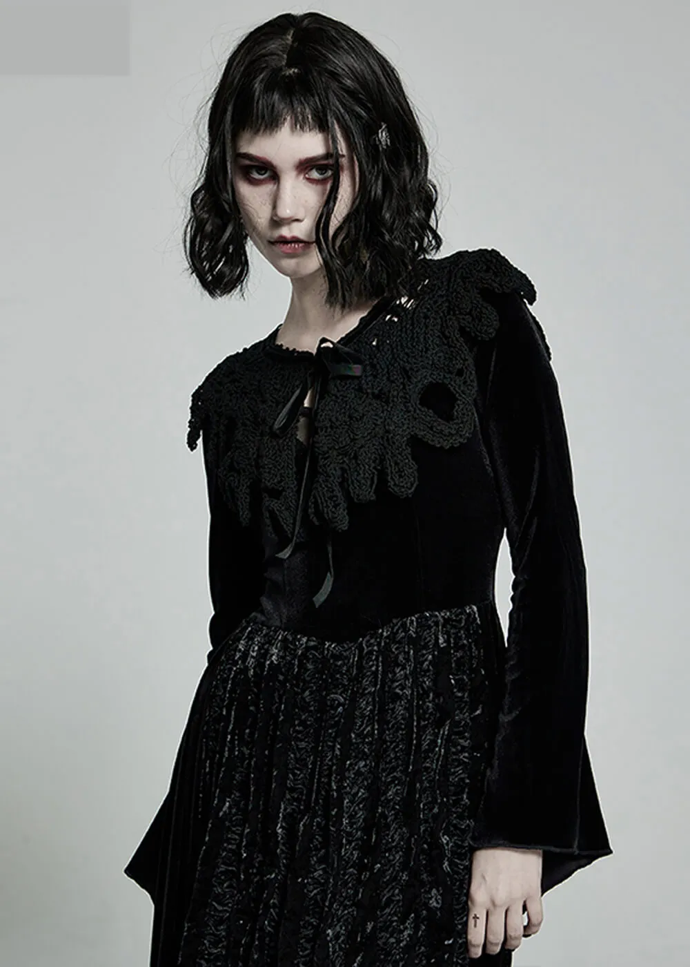 Punk Rave Hallow Lace Collar Black