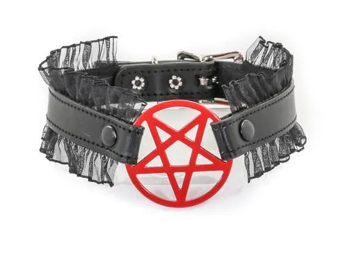 Red Pentagram Lace Wrapped Choker