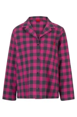 Relaxed-fit pajama top in checked cotton flannel