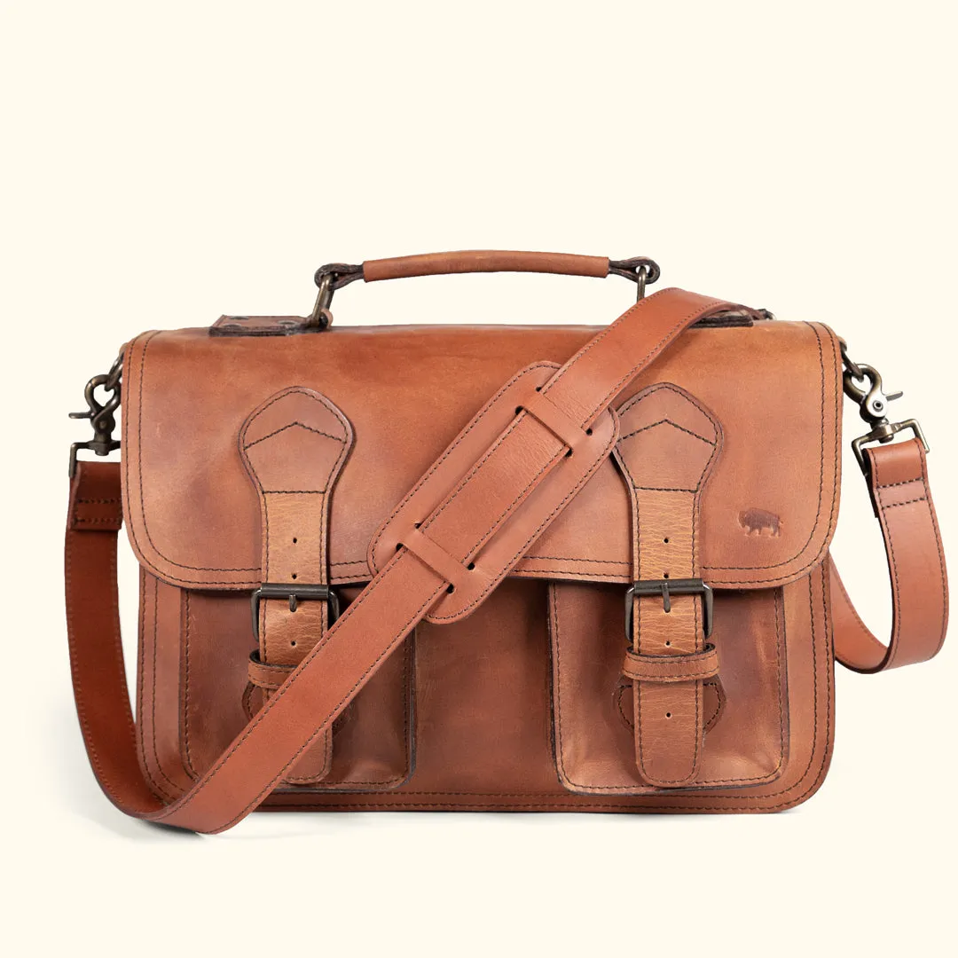 Roosevelt Leather Briefcase | Amber Brown