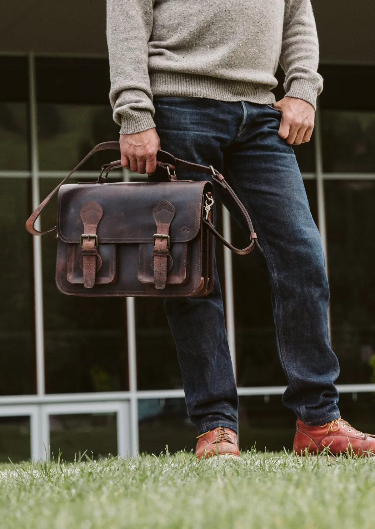 Roosevelt Leather Briefcase | Dark Oak