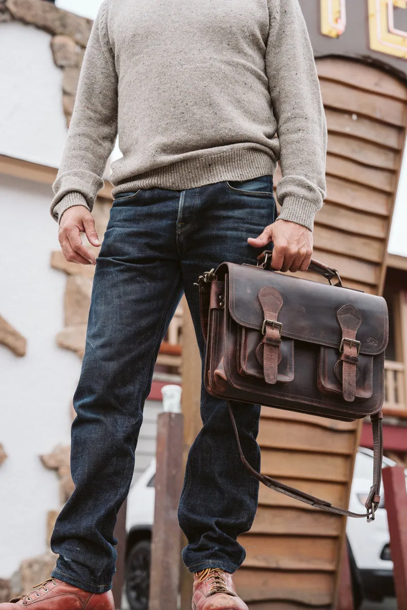 Roosevelt Leather Briefcase | Dark Oak