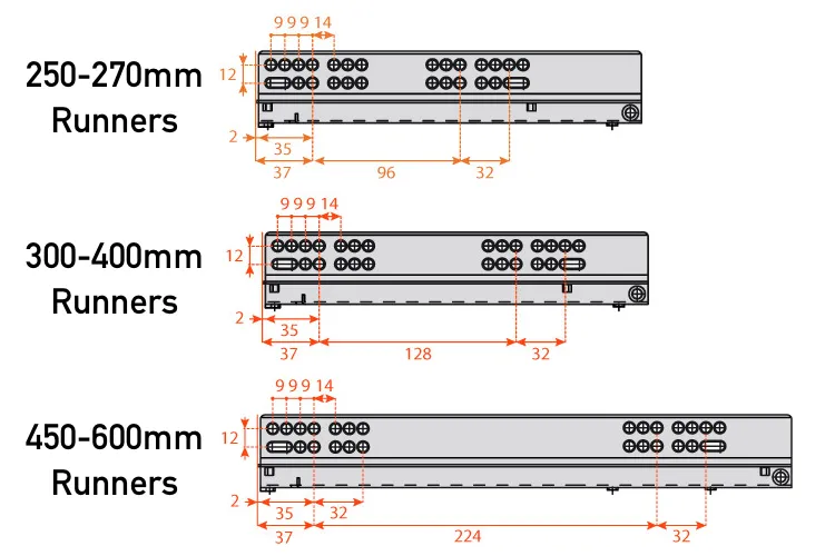 Salice 65577 Push-To-Open Full Extension Concealed Drawer Runners