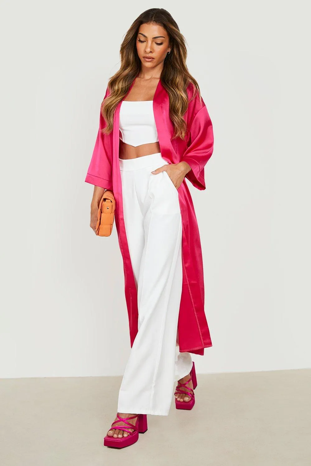 Satin Belted Kimono