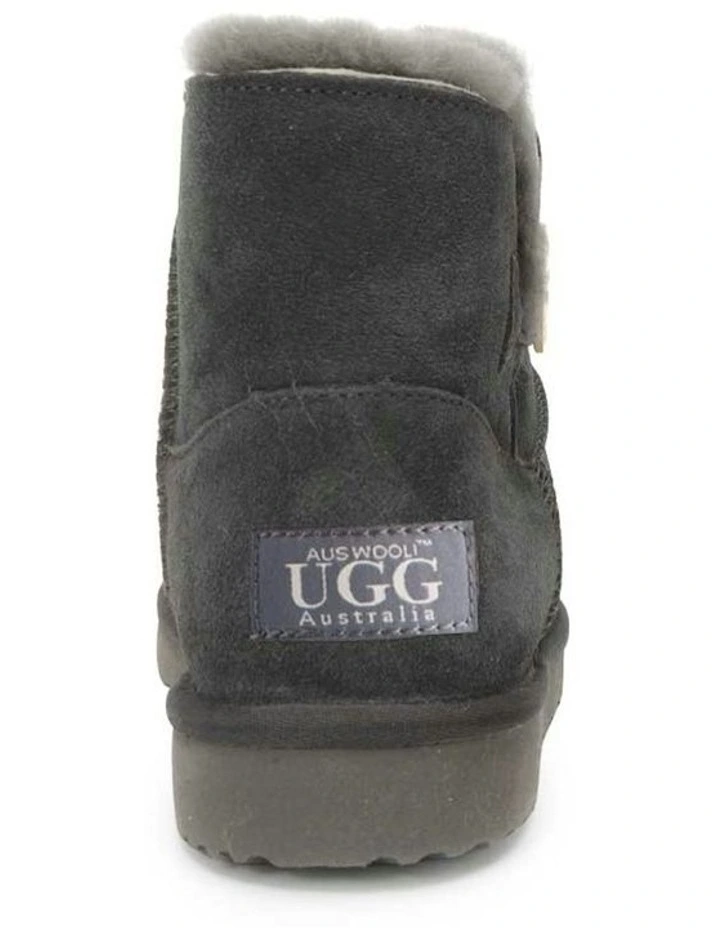 Short Sheepskin Button Boot in Grey