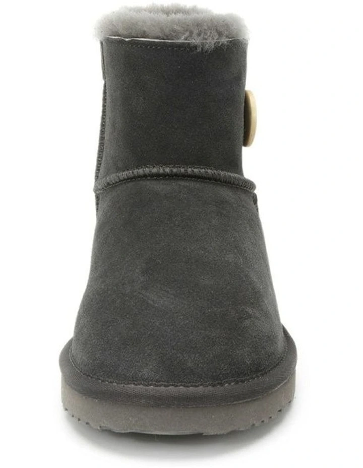 Short Sheepskin Button Boot in Grey