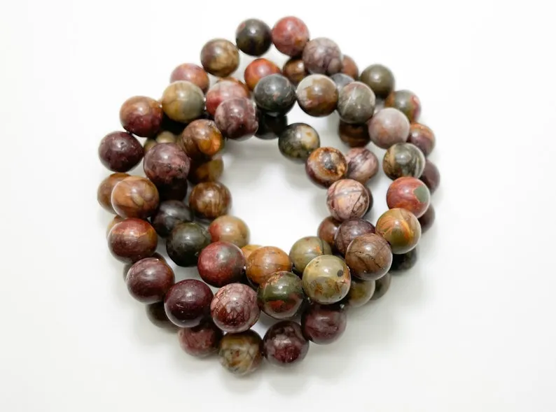 Smooth Mixed Natural Jasper Gemstone Stretch Elastic Cord Bracelet