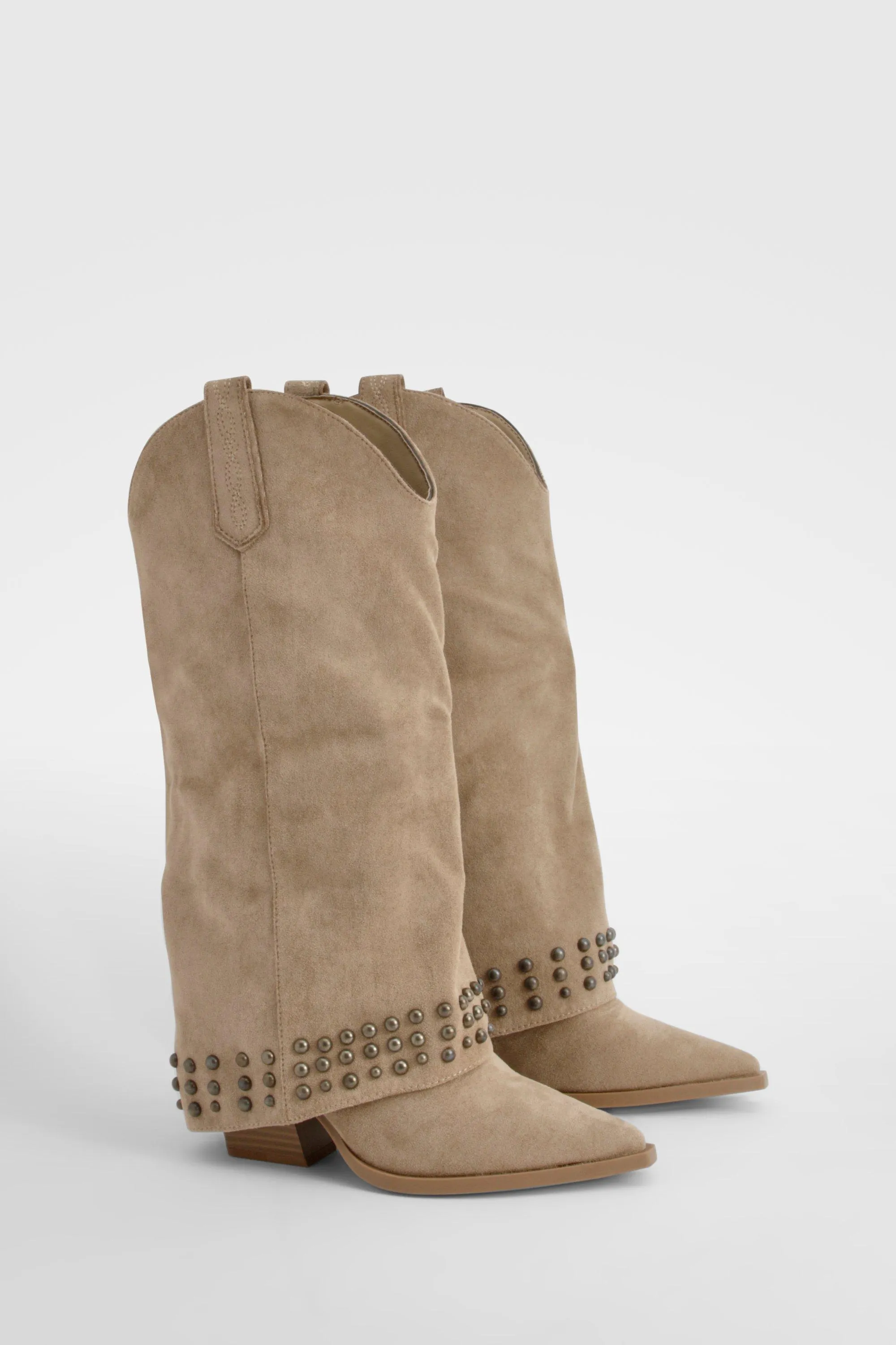 Studded Foldover Western Cowboy Boots