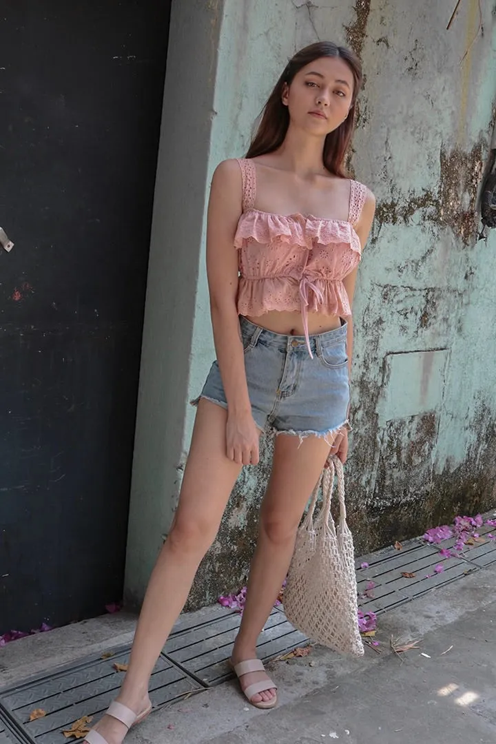 SUGAR LACE EYELET TOP (BLUSH)