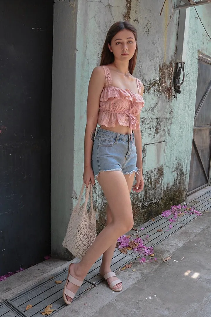 SUGAR LACE EYELET TOP (BLUSH)