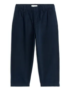 Tapered Cotton Chinos - Regular waist - Long - Dark Blue - Kids | H&M GB