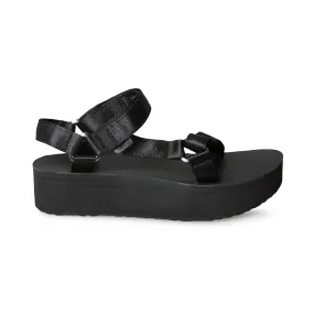 Teva Flatform Universal Satin Black Sandals - Women's