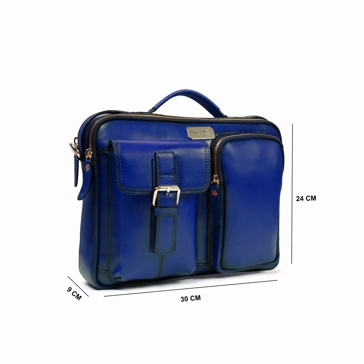 The Modern Quick Blue Office Briefcase With Extra Compartment By Brune & Bareskin