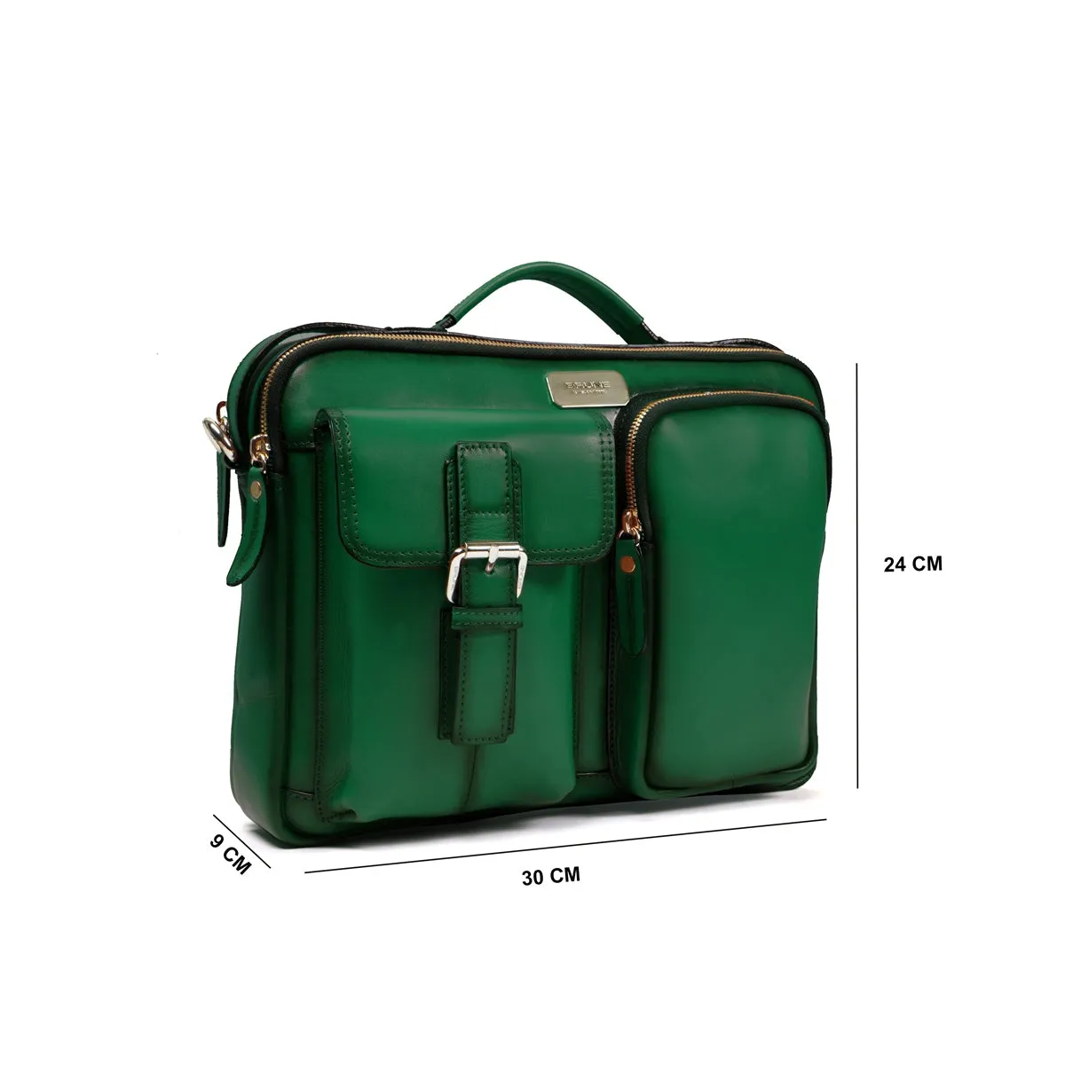 The Modern Quick Green Office Briefcase With Extra Compartment By Brune & Bareskin