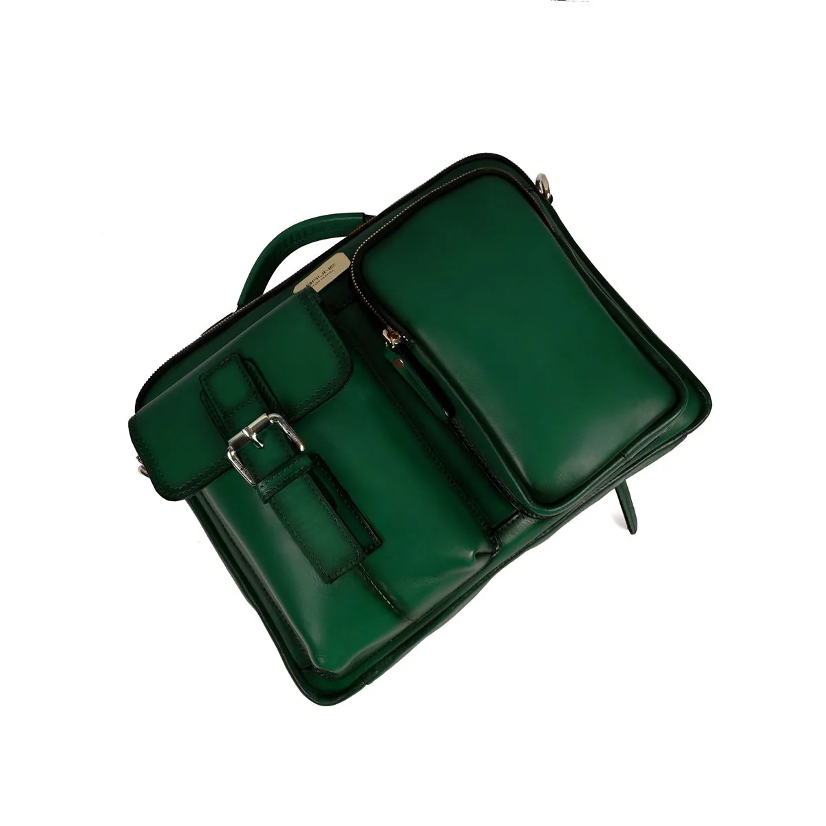 The Modern Quick Green Office Briefcase With Extra Compartment By Brune & Bareskin