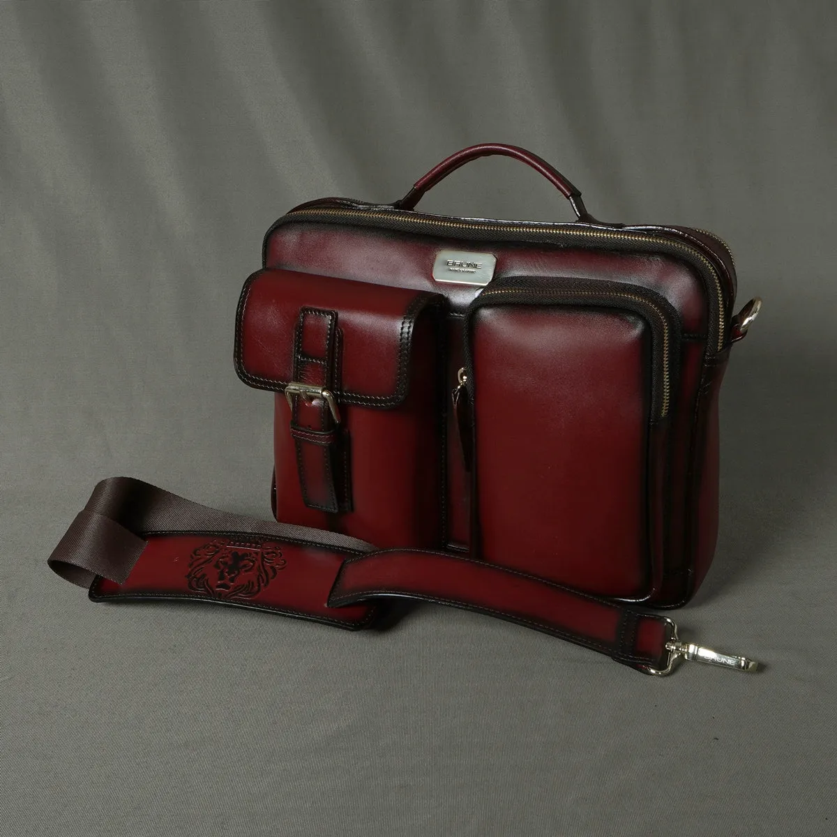 The Modern Quick Wine Office Briefcase With Extra Compartment By Brune & Bareskin