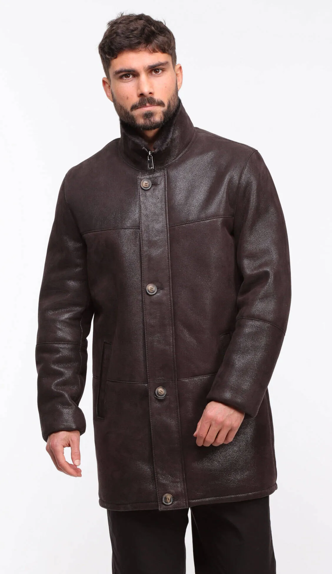 Three-quarter dark brown men's sheepskin \greg\